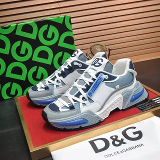 Dolce & Gabbana Semelle Blanche Bleue Semelle Intermédiaire Stratifiée Baskets Chunky