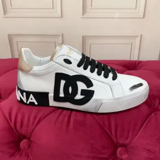 Dolce & Gabbana DG Logo Sneakers Lifestyle Blanc Noir Or