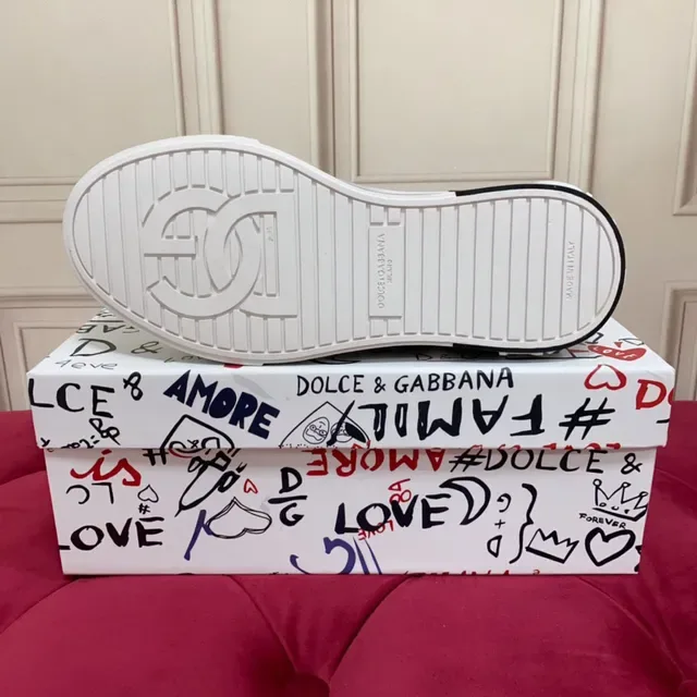 Dolce & Gabbana DG Logo Sneakers Lifestyle Blanc Noir Or 2
