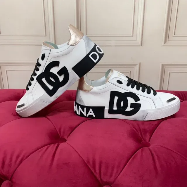 Dolce & Gabbana DG Logo Sneakers Lifestyle Blanc Noir Or 6