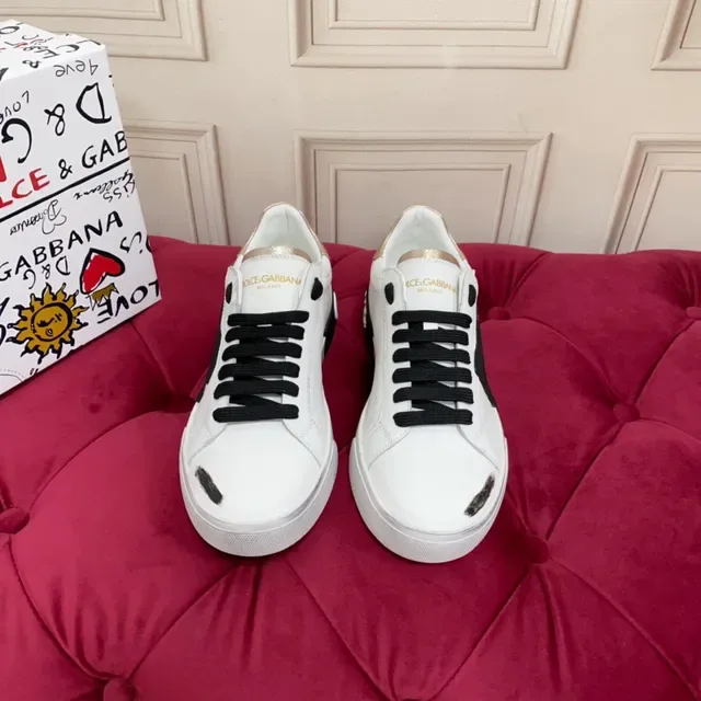 Dolce & Gabbana DG Logo Sneakers Lifestyle Blanc Noir Or 8