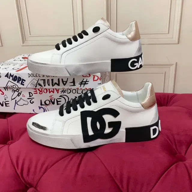 Dolce & Gabbana DG Logo Sneakers Lifestyle Blanc Noir Or 9
