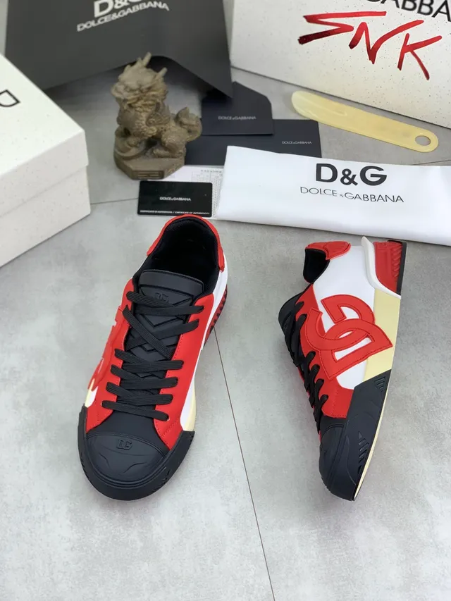Dolce & Gabbana NS1 Red Black Bold Logo Side Panel Chunky Sculpted Sole Lifestyle Sneakers 5