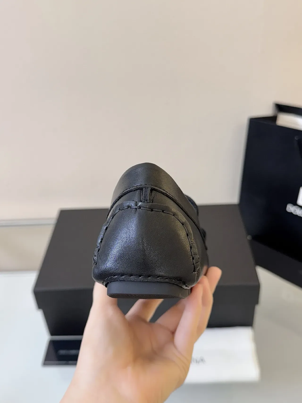 Dolce & Gabbana Portofino 黑色皮革 DG Logo 乐福鞋 4