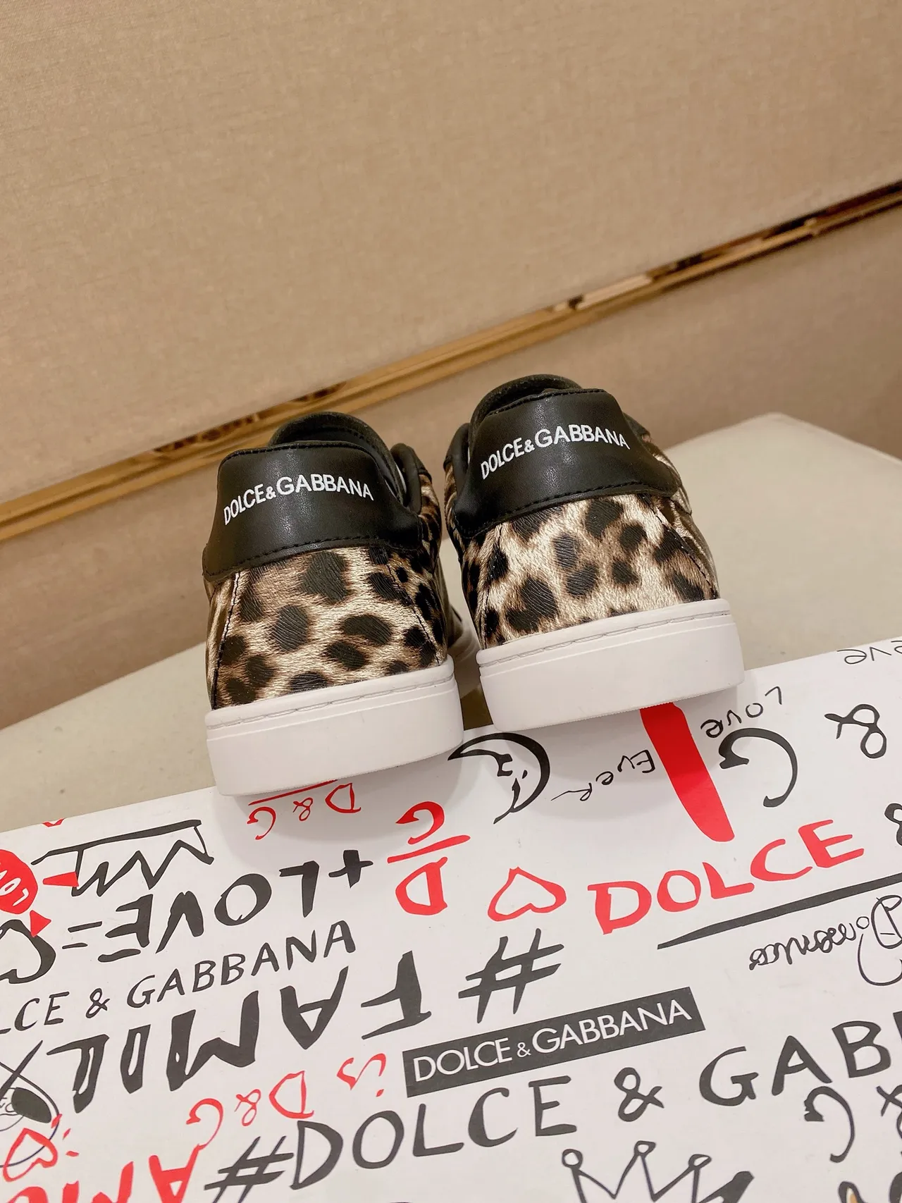 Dolce & Gabbana Portofino Tênis Lifestyle Marrom Preto com Impressão de Onça na Parte Superior e Acentos de Couro 3