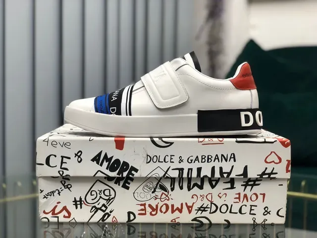 Dolce & Gabbana सफेद काला बिना लेस डबल स्ट्रैप लाइफस्टाइल स्नीकर्स 7