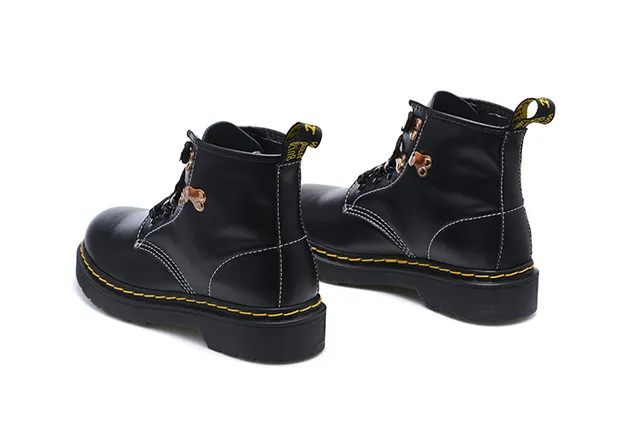 Dr. Martens 1460 Black Leather Yellow Stitch Martin Boots 5