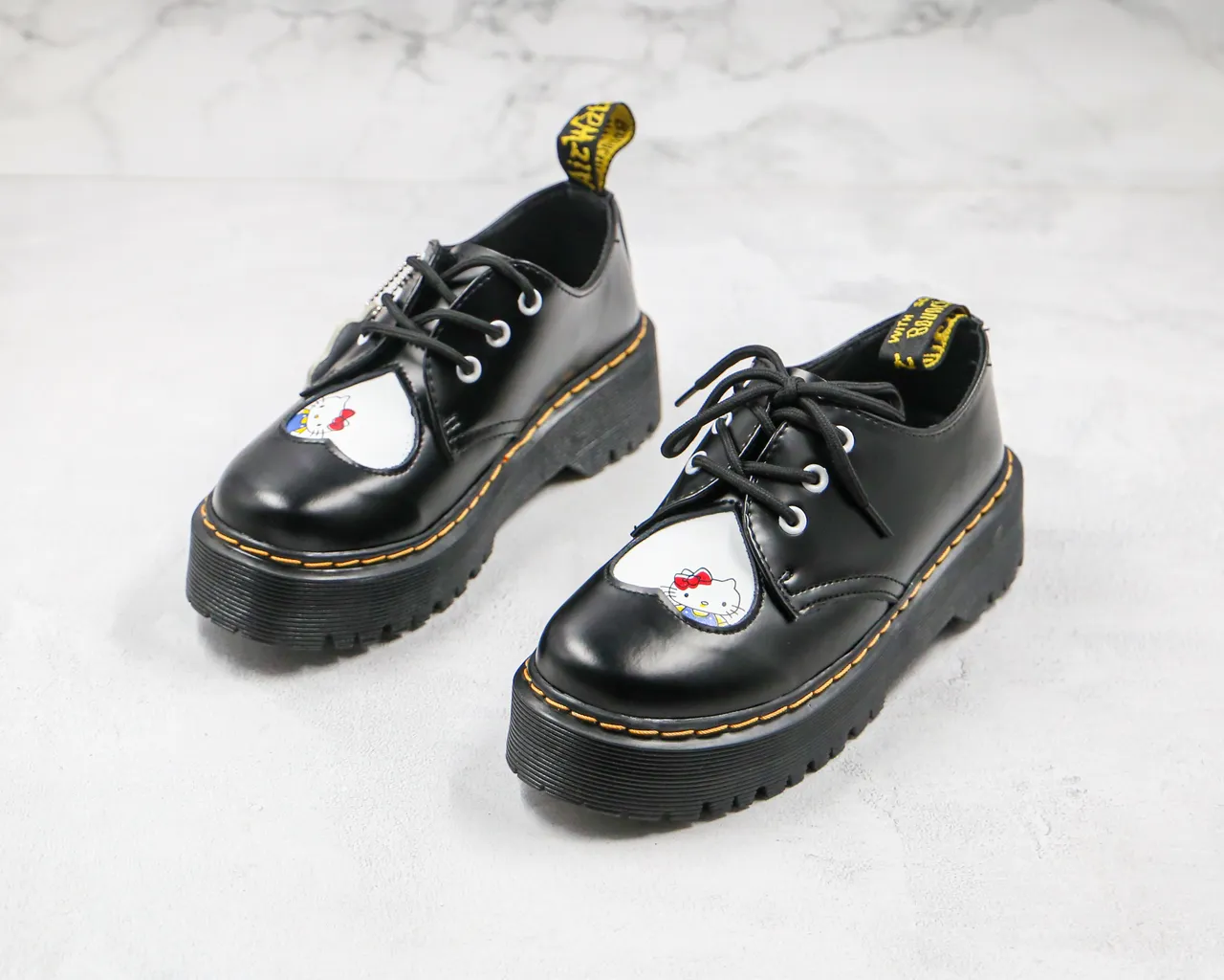 Dr. Martens 1461 Jadon Platform কালো চকচকে চামড়ার অক্সফোর্ড জুতো 9