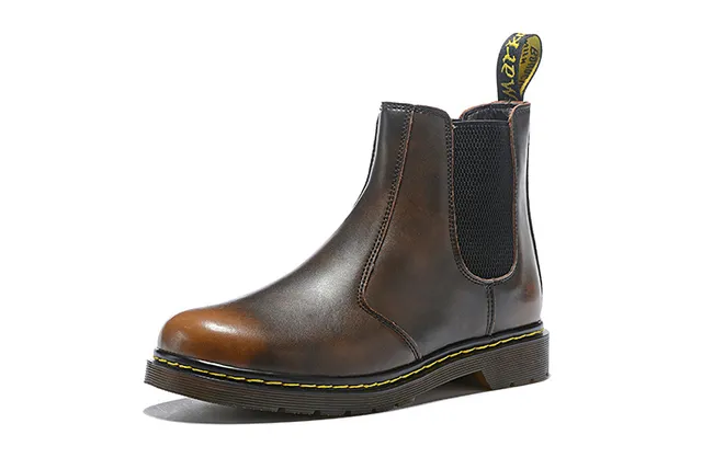 Dr. Martens Black Yellow Smooth Leather Elastic Side Gussets Chelsea Boots 10