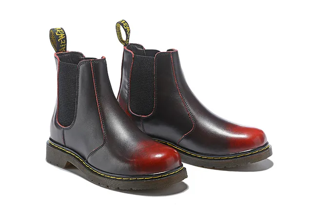 Dr. Martens Black Yellow Smooth Leather Elastic Side Gussets Chelsea Boots 15