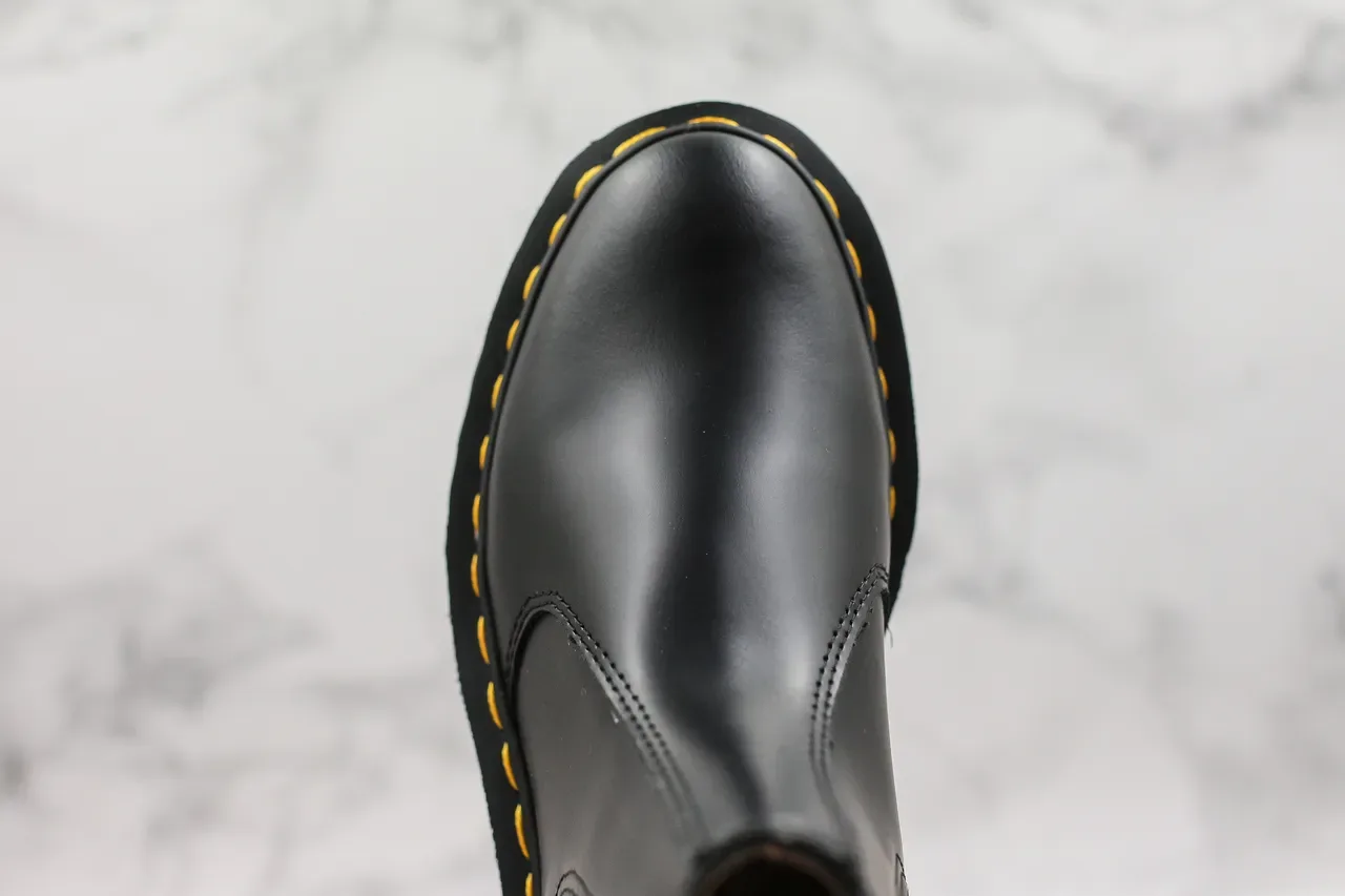 Dr. Martens কালো হলুদ মসৃণ চামড়া লোচড় সাইড গুসেট চেলসি বুট 7