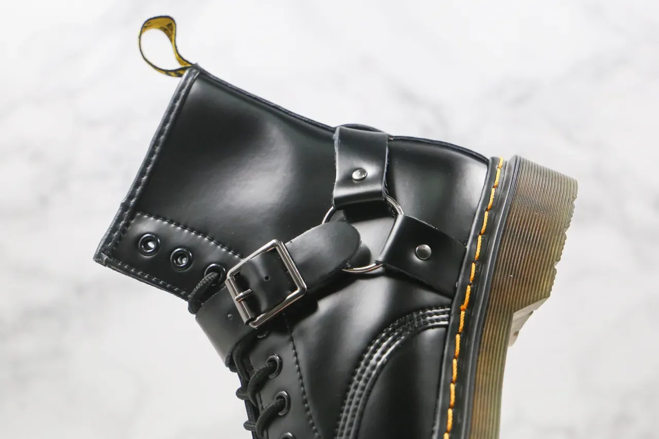 Dr. Martens মার্টিন বুট কালো/হলুদ চিকন চামড়া ওয়েল্ট স্টিচিং 4