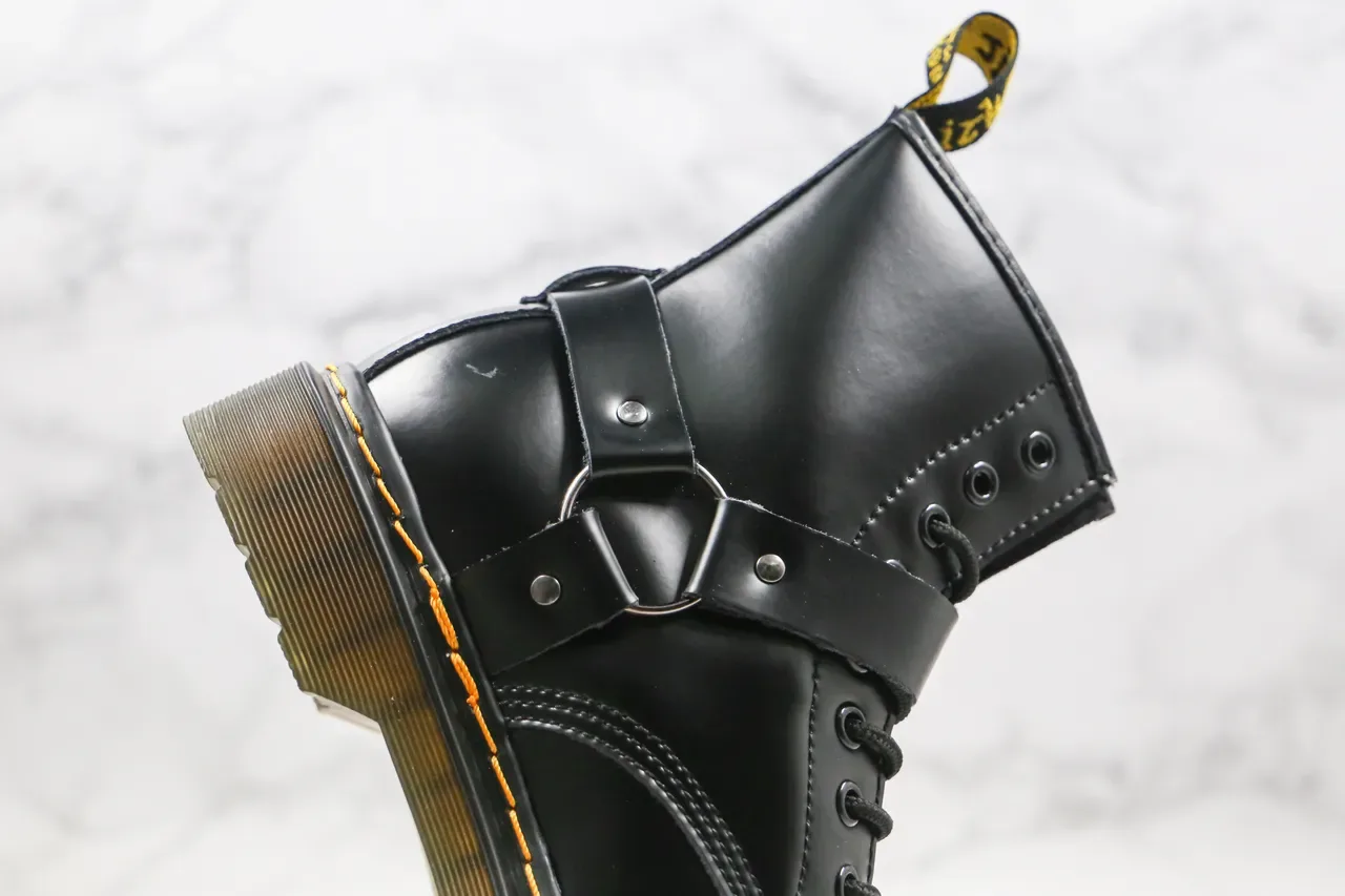 Dr. Martens মার্টিন বুট কালো/হলুদ চিকন চামড়া ওয়েল্ট স্টিচিং 5