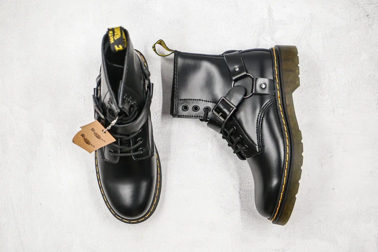 Dr. Martens মার্টিন বুট কালো/হলুদ চিকন চামড়া ওয়েল্ট স্টিচিং 7