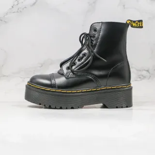 Dr. Martens Jadon काला पीला प्लेटफॉर्म सोल कैप टो मार्टिन बूट्स