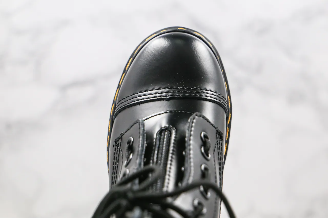 Dr. Martens Jadon काला पीला प्लेटफॉर्म सोल कैप टो मार्टिन बूट्स 4