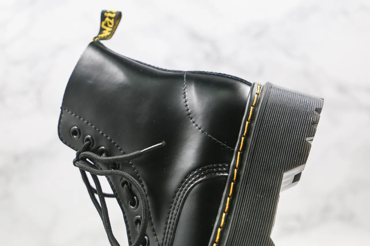 Dr. Martens Jadon काला पीला प्लेटफॉर्म सोल कैप टो मार्टिन बूट्स 5