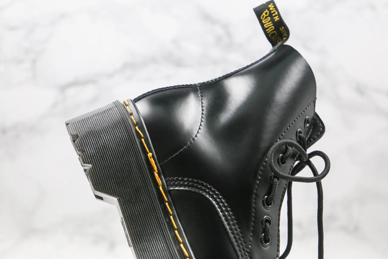 Dr. Martens Jadon काला पीला प्लेटफॉर्म सोल कैप टो मार्टिन बूट्स 6