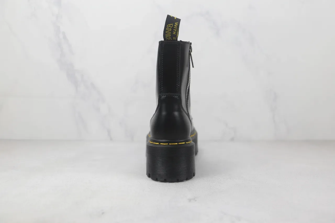 Dr. Martens Jadon কালো ও হলুদ প্ল্যাটফর্ম সোল মসৃণ চামড়া মার্টিন বুট 9