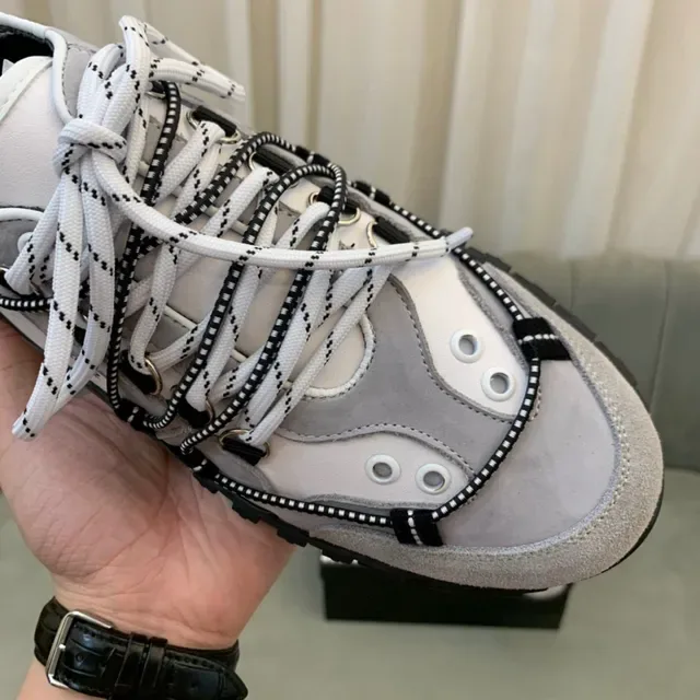 Dsquared2 ICON মাল্টি স্ট্র্যাপ ধূসর সাদা কালো চাংকি স্নিকার্স 3