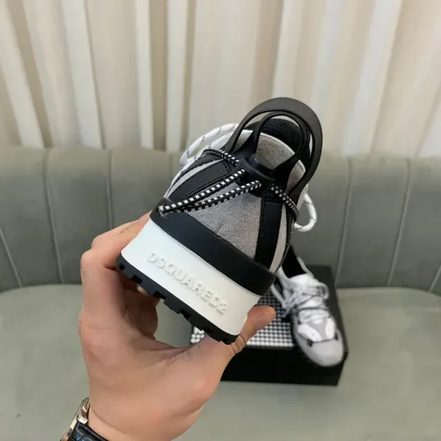 Dsquared2 ICON মাল্টি স্ট্র্যাপ ধূসর সাদা কালো চাংকি স্নিকার্স 4