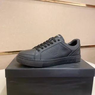 Emporio Armani Black Leather Eagle Logo Lifestyle Sneakers