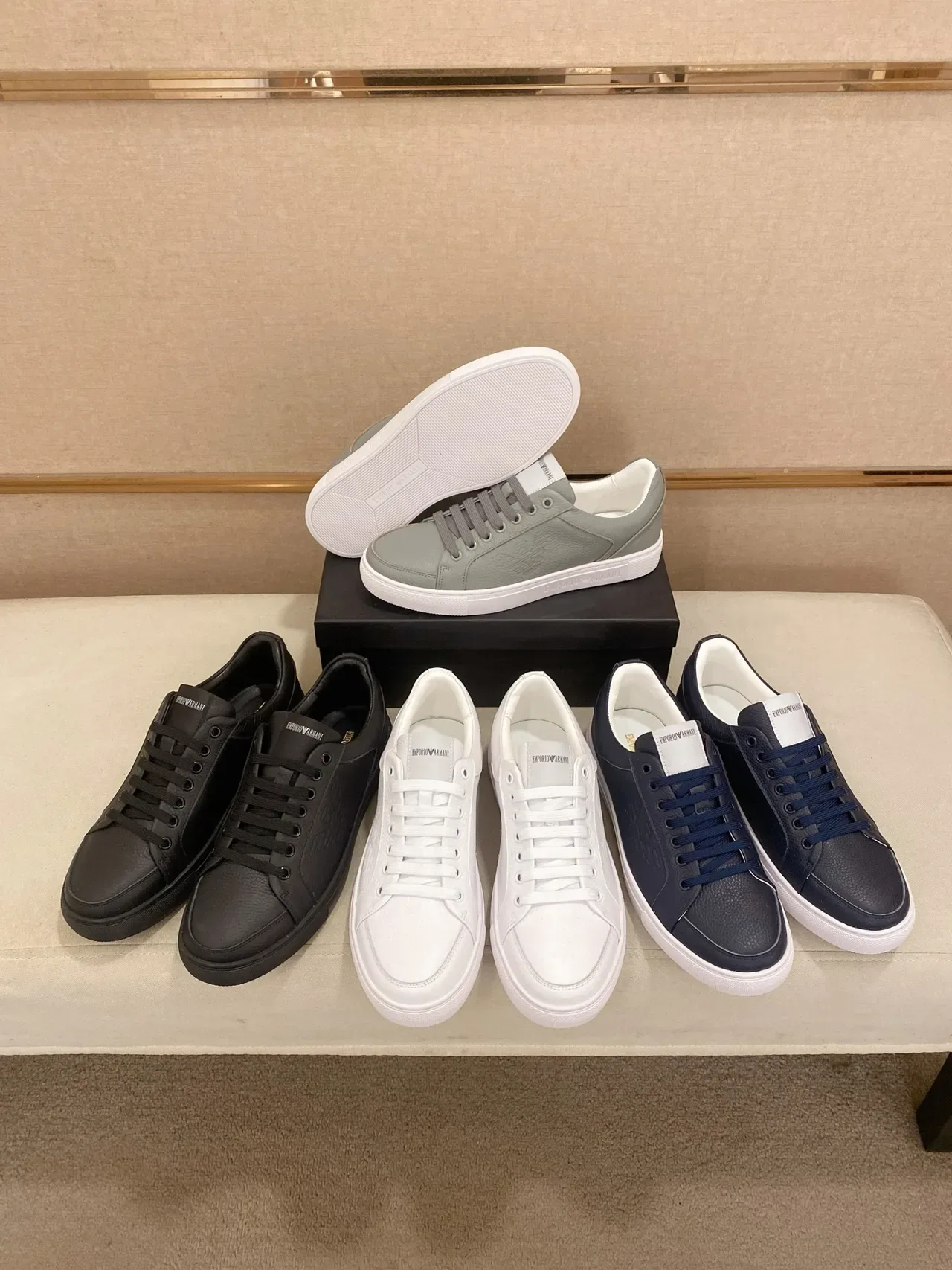 Emporio Armani Black Leather Eagle Logo Lifestyle Sneakers 2