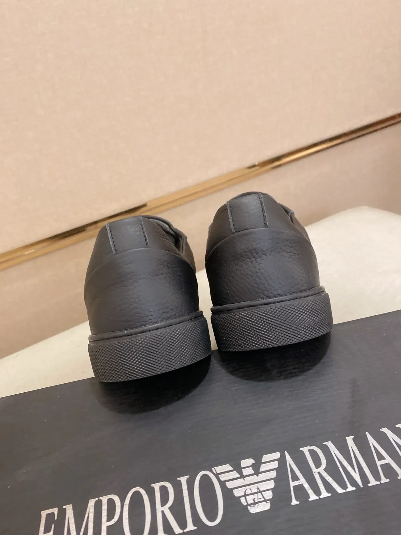 Emporio Armani Black Leather Eagle Logo Lifestyle Sneakers 4