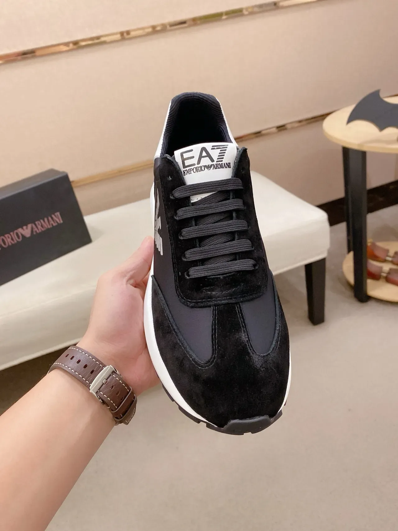 Emporio Armani Eagle Logo Black and White Lifestyle Sneakers 2