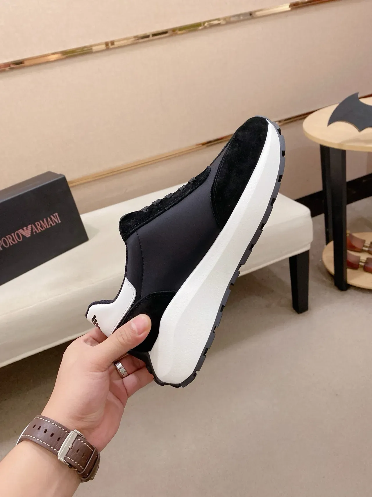 Emporio Armani Eagle Logo Black and White Lifestyle Sneakers 5