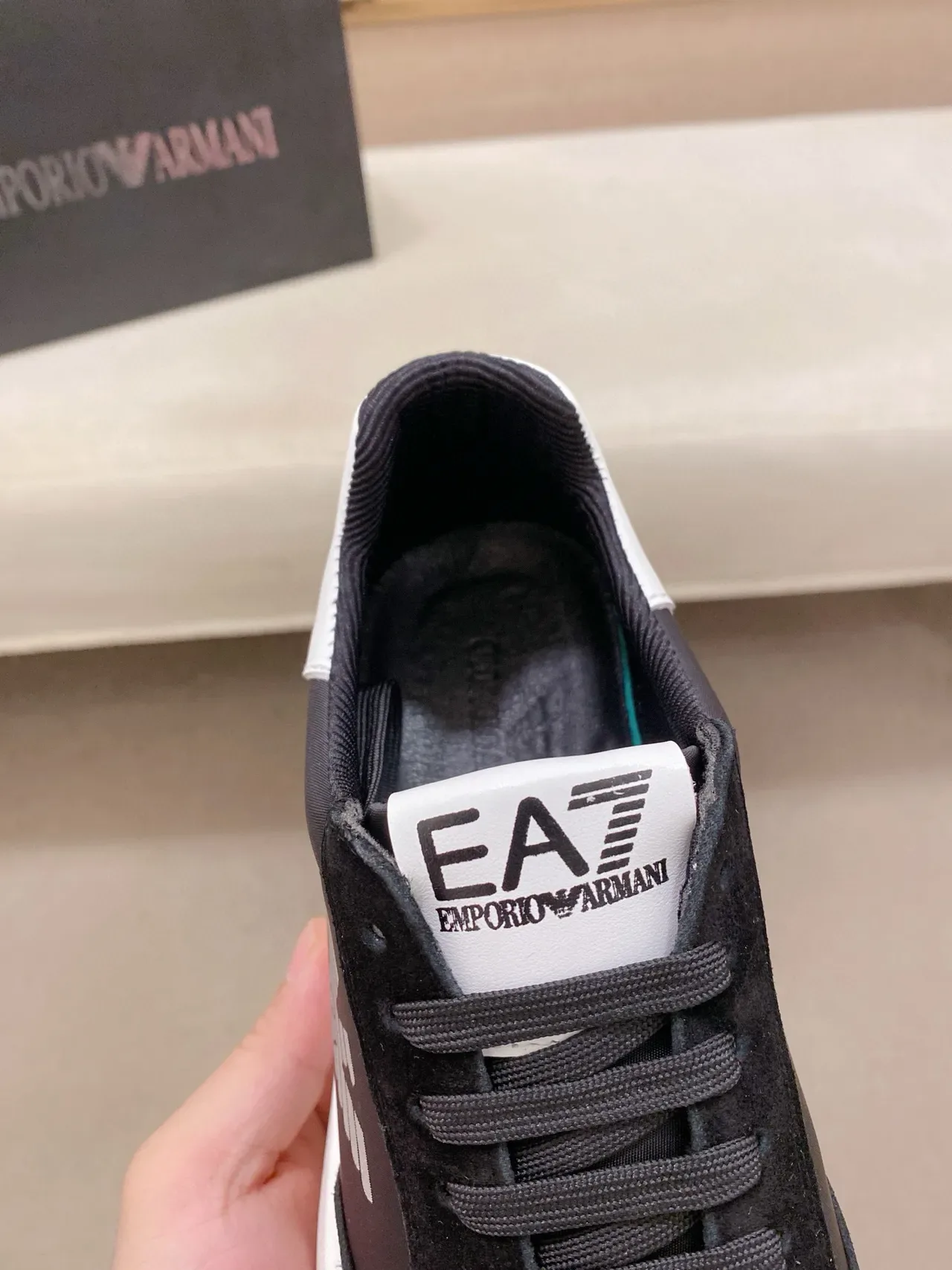 Emporio Armani Eagle Logo Black and White Lifestyle Sneakers 6