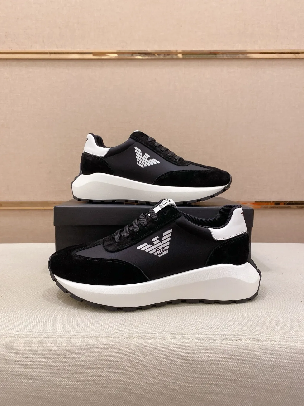 Emporio Armani Eagle Logo Black and White Lifestyle Sneakers 7