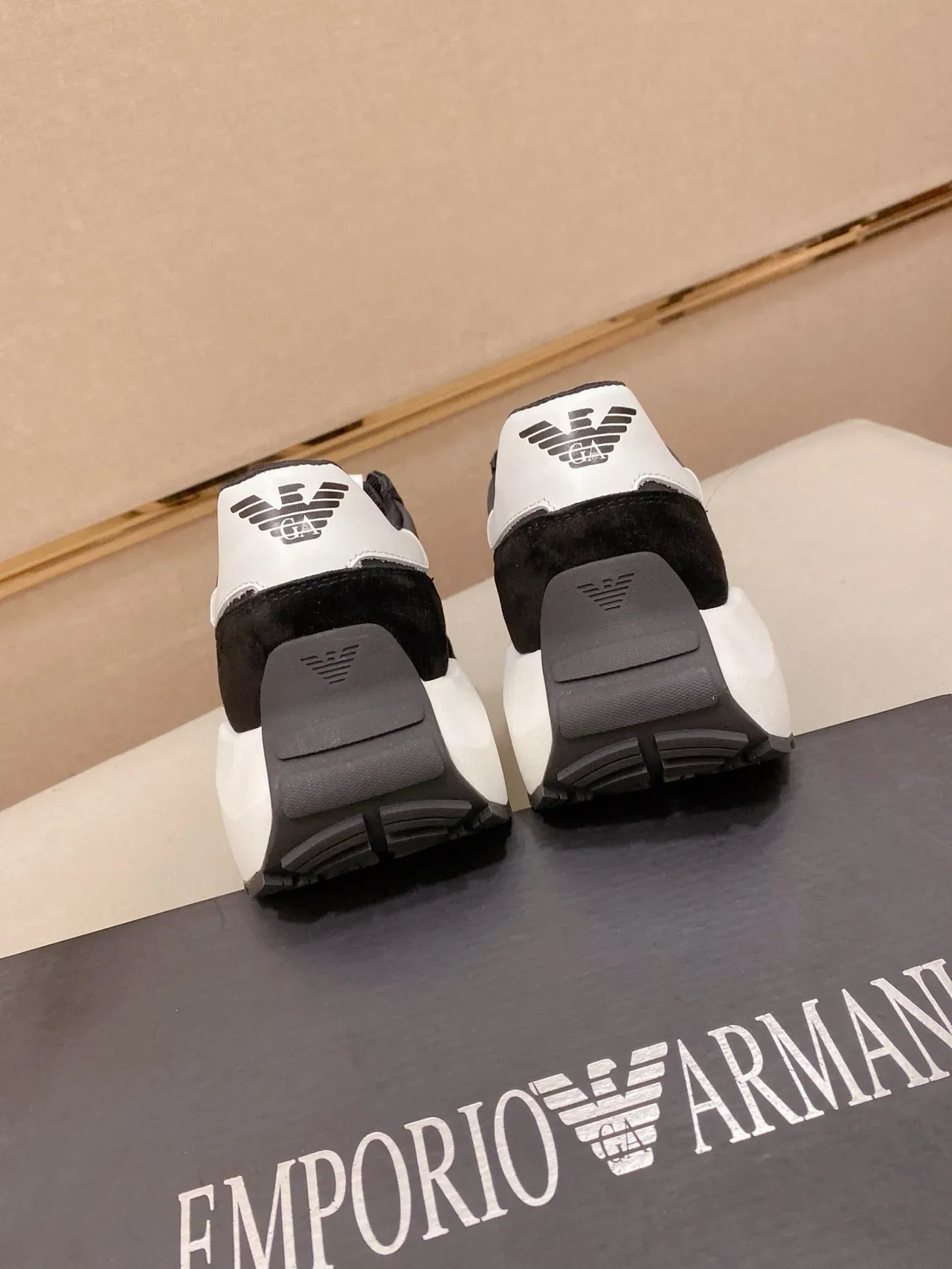 Emporio Armani Eagle Logo Black and White Lifestyle Sneakers 8