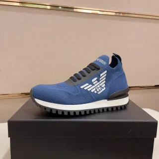 Emporio Armani Zapatilla Lifestyle con Logo de Águila Azul de Punto