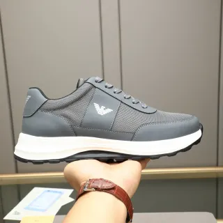 Emporio Armani Gray Mesh and Synthetic Eagle Logo Lifestyle Sneakers