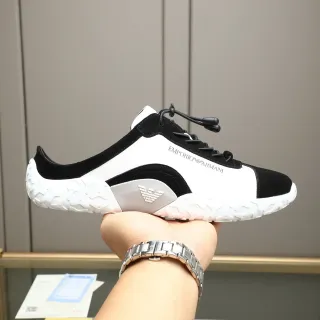 Emporio Armani White and Black Suede Lifestyle Sneakers