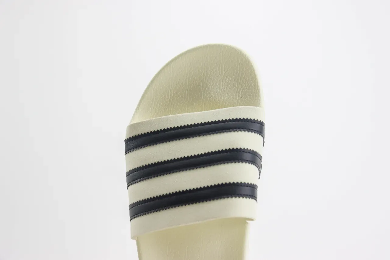 Fear of God Essentials Slide Beige Black Molded EVA Sole Three-Stripe Leather Strap Slippers 4