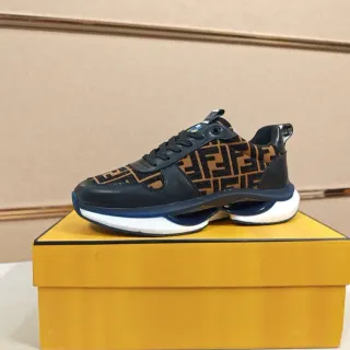 Fendi Black Brown Monogrammed Textile Upper Leather Overlays Chunky Sneakers — Fendi Chunky Sneakers photo from the Yupoo catalog