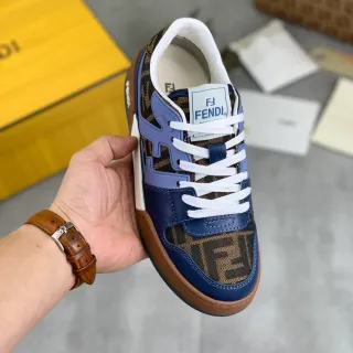 Fendi FF Monogram Navy 皮革生活方式运动鞋