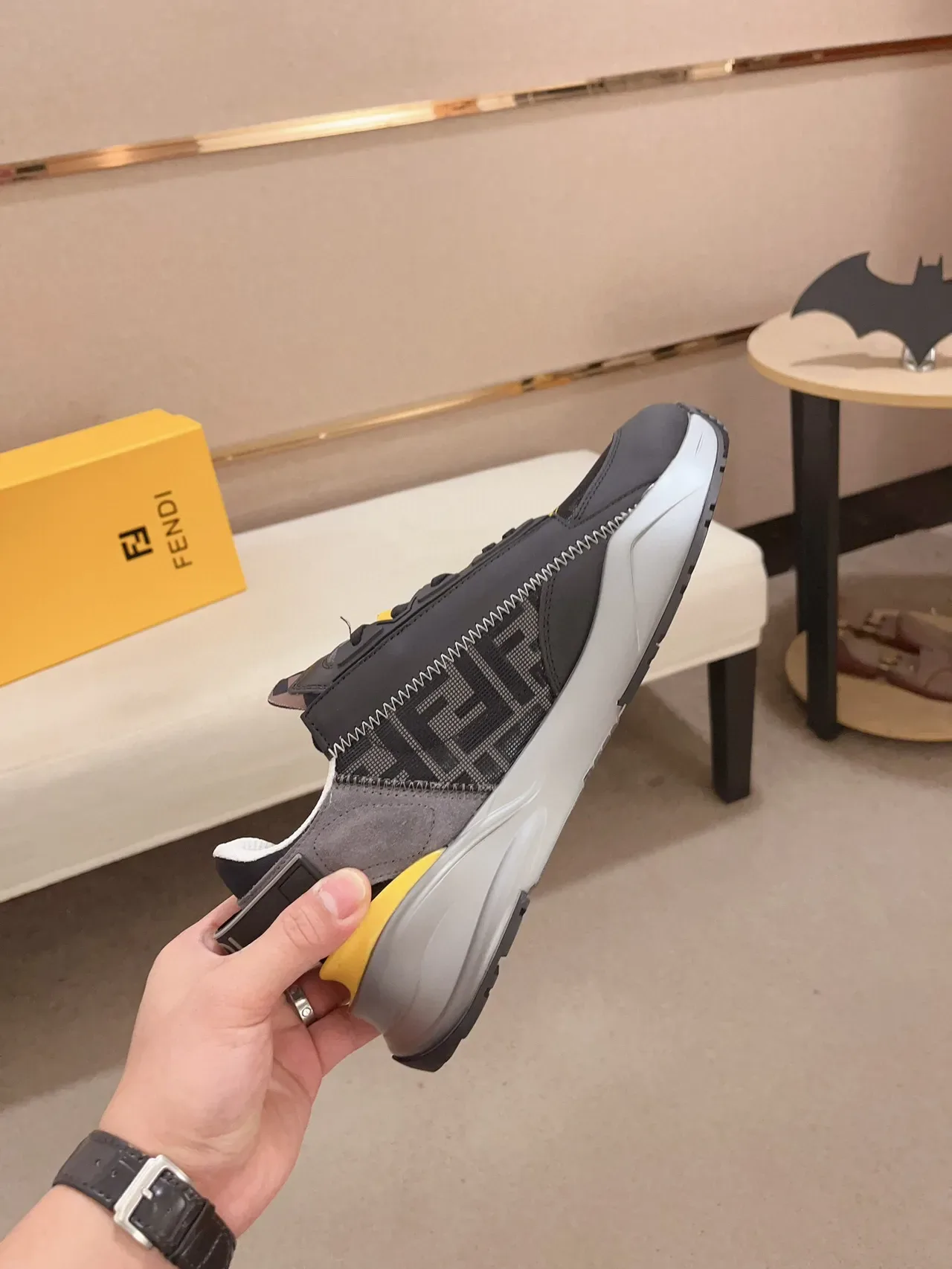 Fendi First Black Gray Yellow Lifestyle Sneakers 5