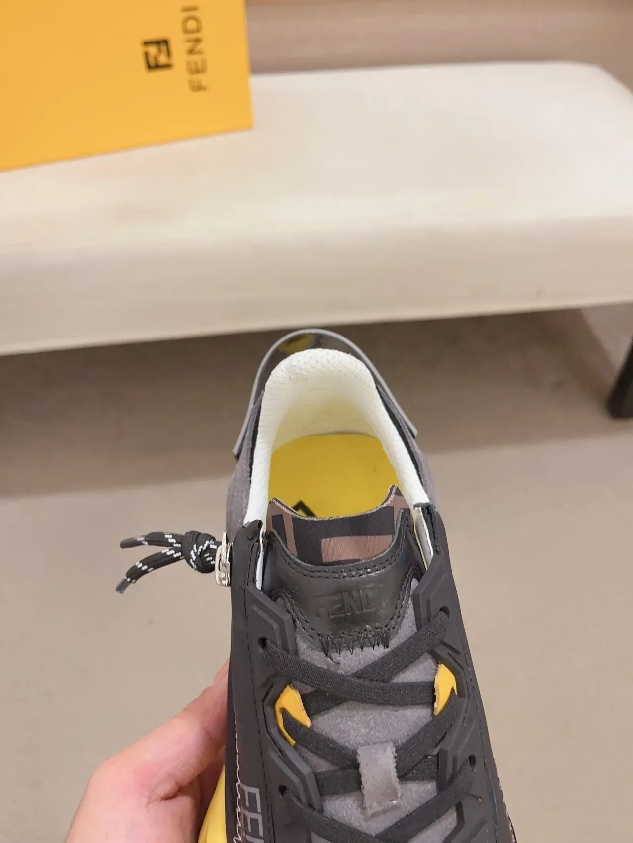 Fendi First Black Gray Yellow Lifestyle Sneakers 6