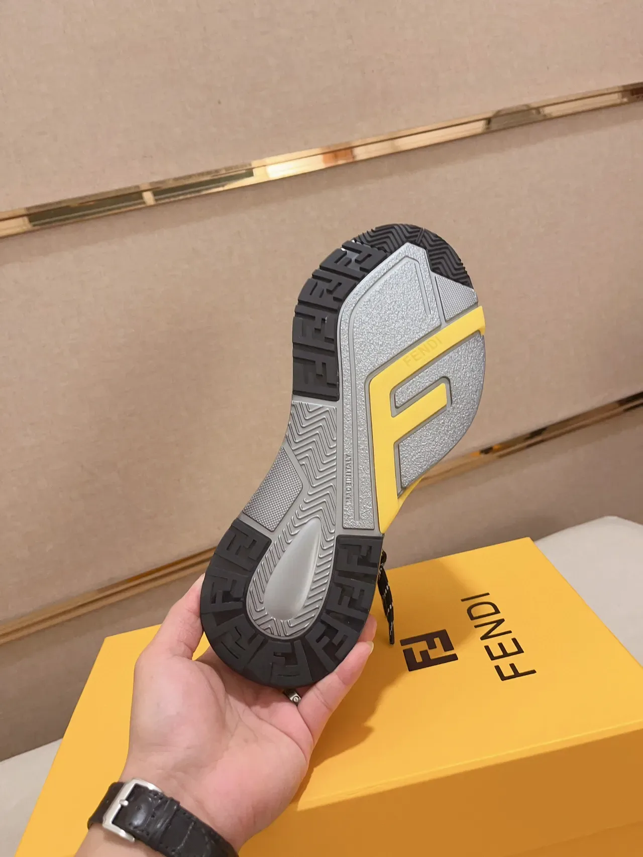 Fendi First Black Gray Yellow Lifestyle Sneakers 9