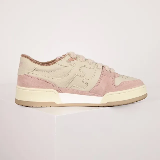 Fendi First Rosa Beige En Capas Ante Y Cuero Parte Superior Con Logo FF Embossado Zapatillas Lifestyle 7