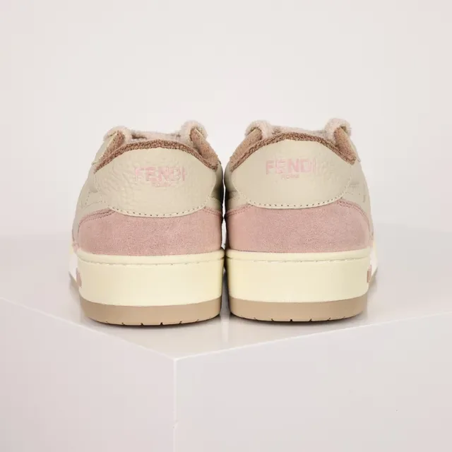 Fendi First Rosa Beige En Capas Ante Y Cuero Parte Superior Con Logo FF Embossado Zapatillas Lifestyle 8