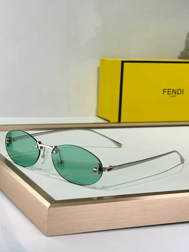 Fendi 金棕色椭圆镜片薄金属框太阳镜 5