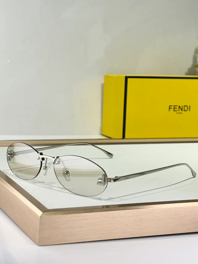 Fendi 金棕色椭圆镜片薄金属框太阳镜 7