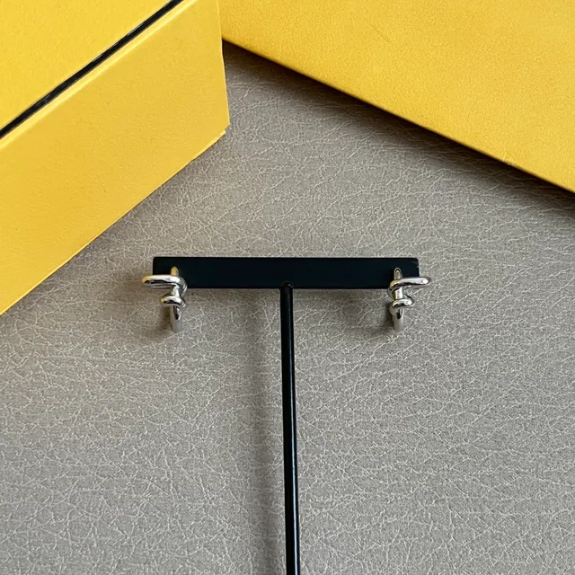 Fendi Nó Prata Amarelo Brincos de aro 3