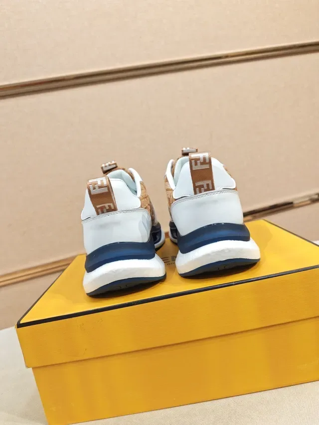 Fendi Monogram Textile and White Leather Chunky Sneaker 3