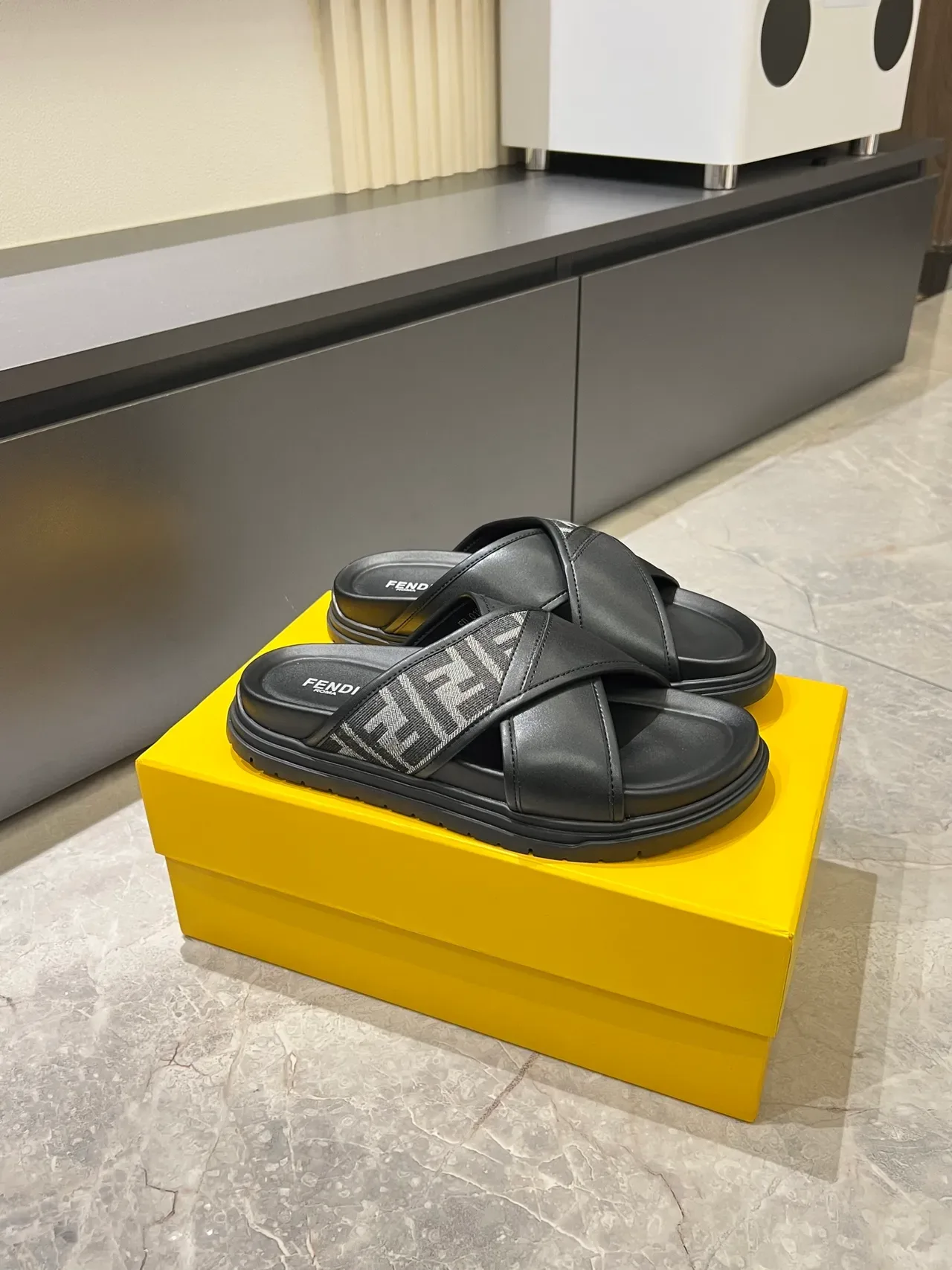 Fendi Slide Crisscross Strap Platform Slippers 9