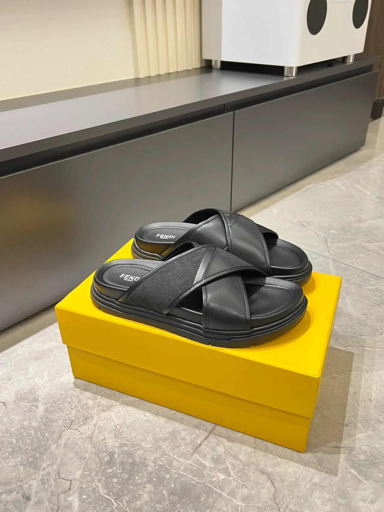 Fendi Slide Crisscross Strap Platform Slippers 11